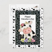 バレンタインデーの牛はがき シーズンポストカード (正面/裏面)