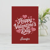 バレンタインデーの特別な赤いハート シーズンカード (スタンド正面)