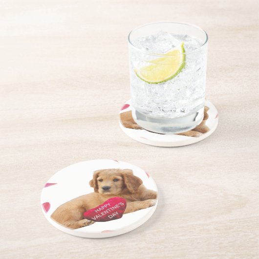 バレンタインデーの犬の写真 コースター (側面)