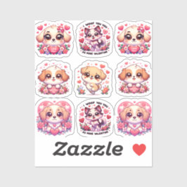 バレンタインデーの犬 シール