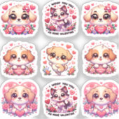 バレンタインデーの犬 シール (正面)
