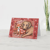 バレンタインデーの猫と犬のラブカード シーズンカード (正面)