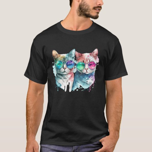 バレンタインデーの猫のカップル Tシャツ (正面)