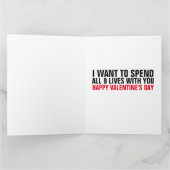 バレンタインデーの猫のグリーティングカード 全9つの命をあなたに カード (内部)