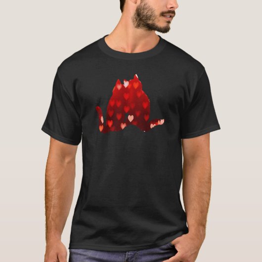 バレンタインデーの猫のハート Tシャツ (正面)