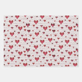 バレンタインデーの猫の尾と愛 ラッピングペーパーシート (正面2)