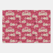 バレンタインデーの猫の尾と愛 ラッピングペーパーシート (正面)