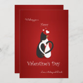 バレンタインデーの猫グリーティングカード シーズンカード (正面/裏面)