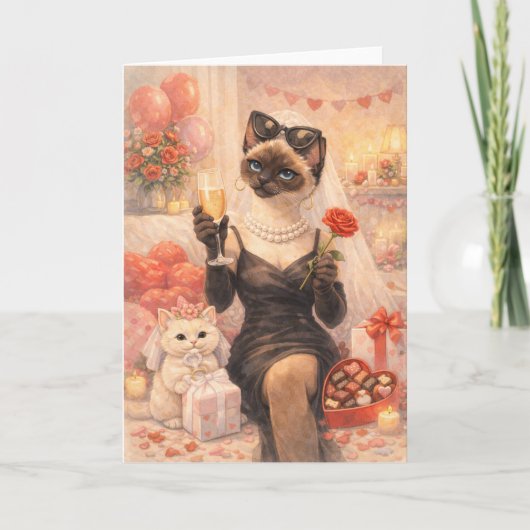 バレンタインデーの猫 カード (正面)