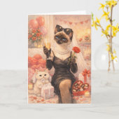 バレンタインデーの猫 カード (黄色い花)