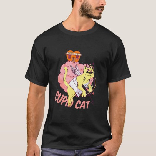 バレンタインデーの猫 クピド Tシャツ (正面)