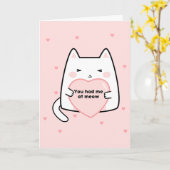 バレンタインデーの猫 ピンクのハート あなたは私をマウで落としました カード (黄色い花)