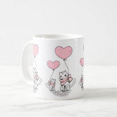 バレンタインデーの猫 ピンクのハート マグカップ (正面左)