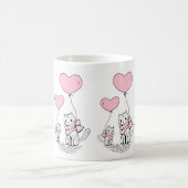 バレンタインデーの猫 ピンクのハート マグカップ (中央)