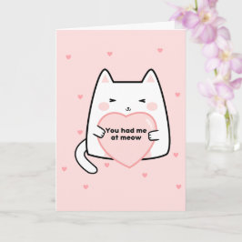 バレンタインデーの猫 ピンクのハート 君は僕をマウで落とした カード