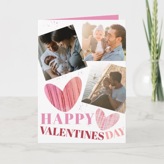 バレンタインデーの現代的なピンクのハート カード (正面)