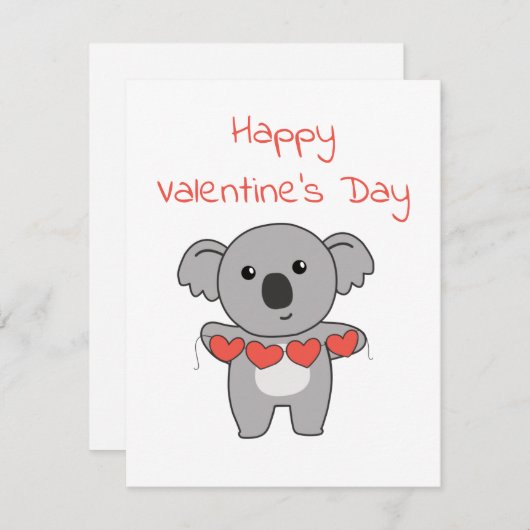 バレンタインデーの甘い動物のためのコアラ シーズンカード (正面/裏面)