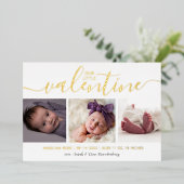 バレンタインデーの発表金ゴールド3 Photoハート 箔シーズンカード (立ち正面)