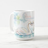 バレンタインデーの白鳥の恋人たち コーヒーマグカップ (正面左)