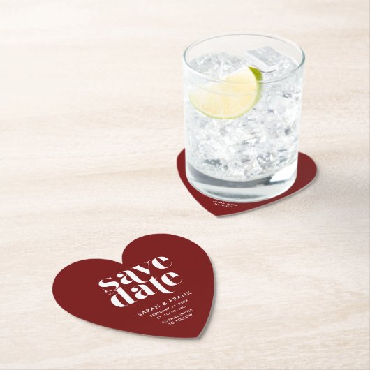 バレンタインデーの結婚式の日付を保存 ペーパーコースター (インサイチュ)