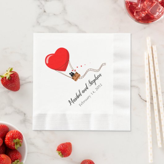 バレンタインデーの結婚式バルーンナプキン 縁ありランチョンナプキン (インサイチュ)