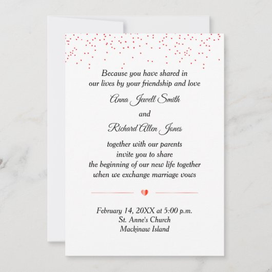 バレンタインデーの結婚式招待状 招待状 (正面)