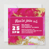 バレンタインデーの結婚式 ウェディング ピンク 赤 ゴールド セーブザデート (裏面)