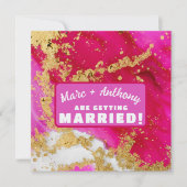 バレンタインデーの結婚式 ウェディング ピンク 赤 ゴールド セーブザデート (正面)