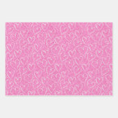 バレンタインデーの結婚式 ピンク 白 グリッター ハート ラッピングペーパーシート (正面3)