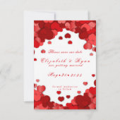 バレンタインデーの結婚式 赤いハート セーブザデート (裏面)