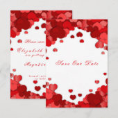 バレンタインデーの結婚式 赤いハート セーブザデート (正面/裏面)