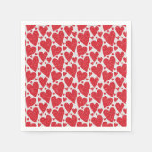 バレンタインデーの結婚式 赤と白のグリッター ハート スタンダードカクテルナプキン (正面)