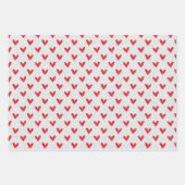 バレンタインデーの結婚式 赤と白のグリッター ハート ラッピングペーパーシート (正面3)
