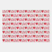 バレンタインデーの結婚式 赤と白のグリッター ハート ラッピングペーパーシート (正面2)