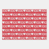 バレンタインデーの結婚式 赤と白のグリッター ハート W ラッピングペーパーシート (正面2)