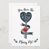 バレンタインデーの結婚提案鍵のハート シーズンカード (正面/裏面)