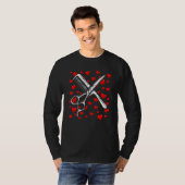 バレンタインデーの美容師 ヘアスタイリスト 理容師 女性 Tシャツ (正面フル)