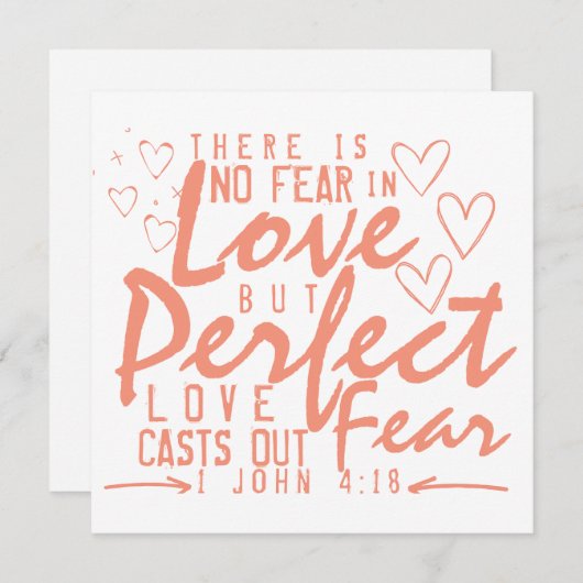 バレンタインデーの聖句： ヨハネの第一手紙 4:18 シーズンカード (正面/裏面)