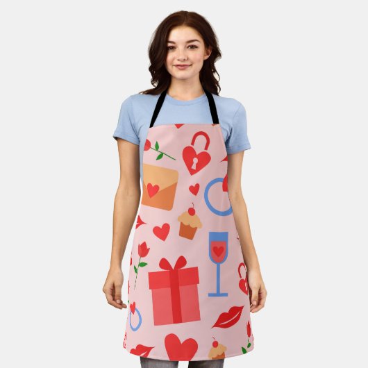 バレンタインデーの背景エプロン エプロン (着用した状態)