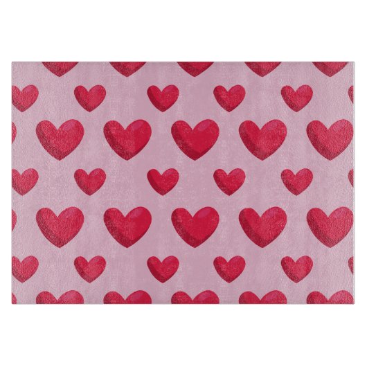 バレンタインデーの背景(ハート愛) カッティングボード (正面)