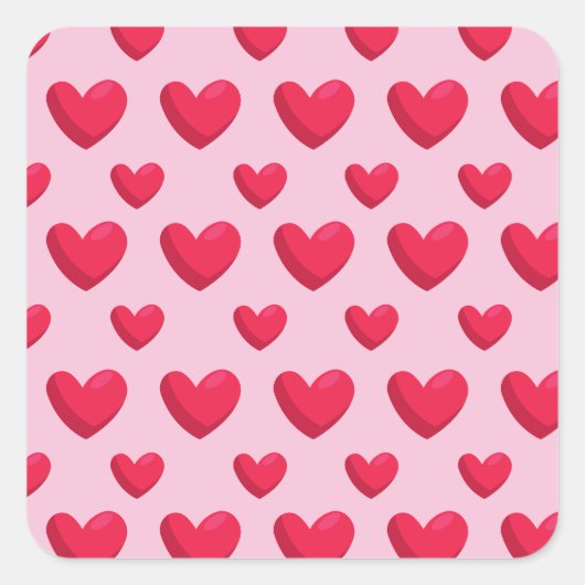 バレンタインデーの背景(ハート愛) スクエアシール (正面)