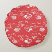 バレンタインデーの背景 ラウンドクッション (裏面)