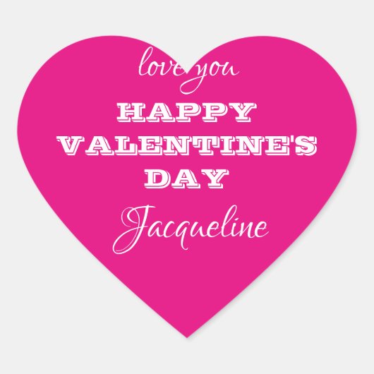 バレンタインデーの脚本名かわいいホットピンク ハートシール (正面)