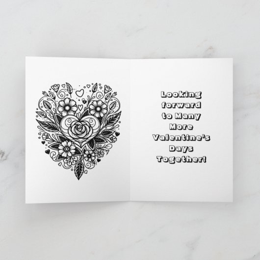 バレンタインデーの色ぬりページ カード (内部)