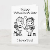 バレンタインデーの色塗りページ | ハッピー バレンタイン デー カード (正面)