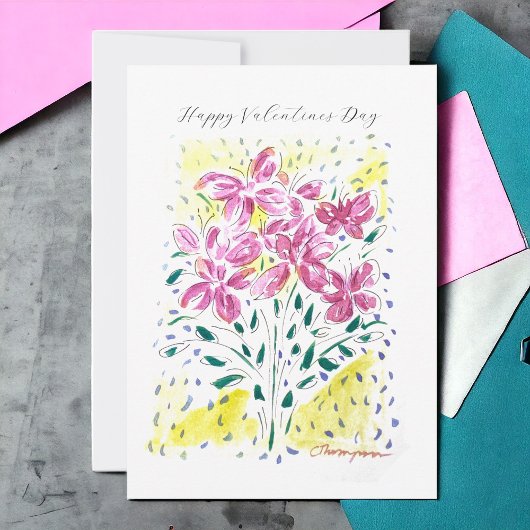 バレンタインデーの花のピンクの花束 シーズンカード