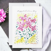 バレンタインデーの花のピンクの花束 シーズンカード