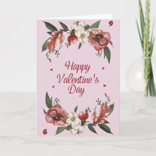 バレンタインデーの花のホリデーカード シーズンカード (正面)