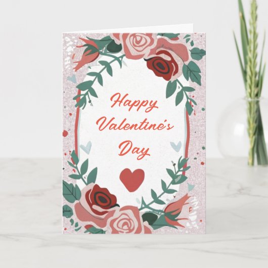 バレンタインデーの花のローズのホリデーカード シーズンカード (正面)