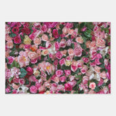 バレンタインデーの花、ハート、弓 ラッピングペーパーシート (正面)